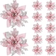 thumbnail image 1 of 20 piezas 14,5 cm Flores navideñas artificiales con purpurina Decoración para árbol de Navidad Adornos de feliz año nuevo Navidad, A, 1 of 5