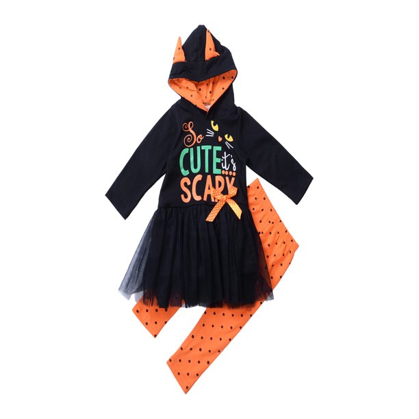 Toddler Kids Baby Boy Girls Princess Halloween Clothes Scary Hooded Top Tutu Dress Pants 2pcs Outfits Set Cosplay Costume Walmart Com Walmart Com
