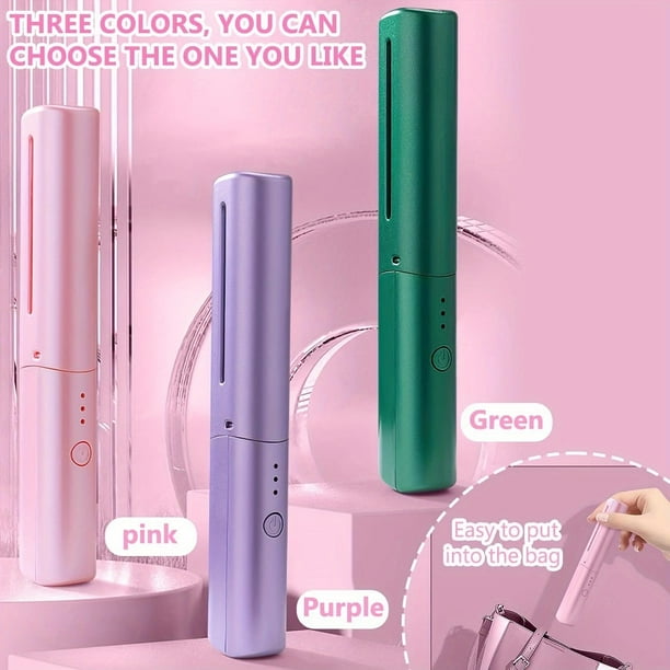 Hair Straightener Cordless Straightener Portable Flat Iron for Hair USB C Rechargeable Ceramic Mini Flat Iron with 1500mA Battery Pink