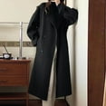 thumbnail image 3 of Herrnalise Women's 2024 Fall Fashion Overcoat Faux Suede Shacket Jacket Lapel Belted Long Trench Coats Black,XXL, 3 of 6