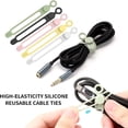 thumbnail image 4 of 25pcs Silicone Cable Ties Reusable Cable Management Organizer Cable Straps Cord Ties Multipurpose Elastic Cord Organizer for Bundling and Fastening Cable Cords Wires, 4 of 10