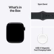 Apple Watch Series 11 [GPS 42mm] Smartwatch with Jet Black Aluminum Case with Black Sport Band - S/M