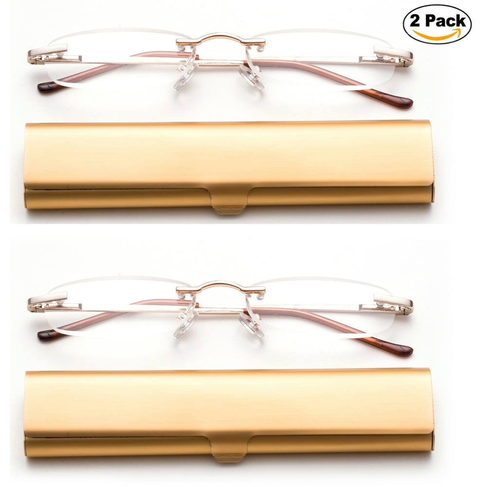 Newbee FashionPortable Compact Reading Glasses in Aluminum Case Metal