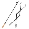 thumbnail image 1 of Ensemble d'Outils pour Foyer de Camp Robuste de 32 Pouces et 26 Pouces avec Pinces, Attrape-Bûches, Finition Noire Résistante à la Rouille, 1 of 8