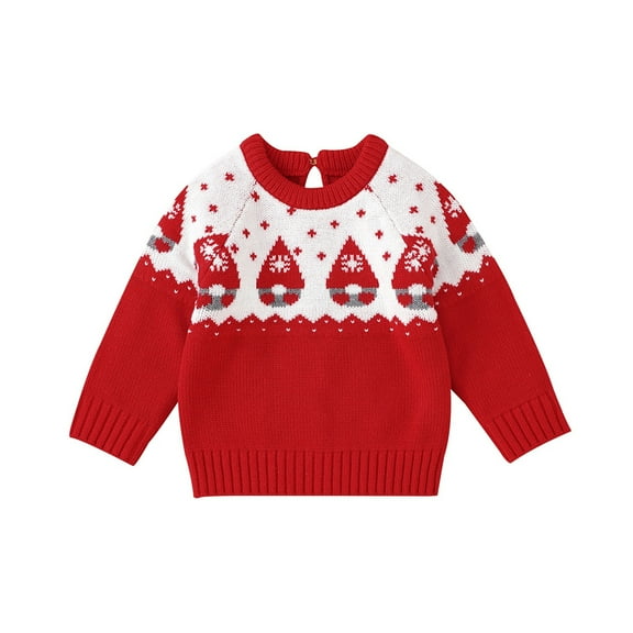 Generic Knitted Sweater for Kids Toddler Baby Girl Boy Cute Long Sleeve Christmas Knitted Sweater Pullover Tops Autumn Winter Warm Xmas Outfits(Red,6-9 Months)