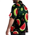 thumbnail image 3 of Watermelon Men's Short Sleeve Hawaiian Poplin Shirt - Casual Printed Button Down Summer Beach Shirt for Men, 3 of 6