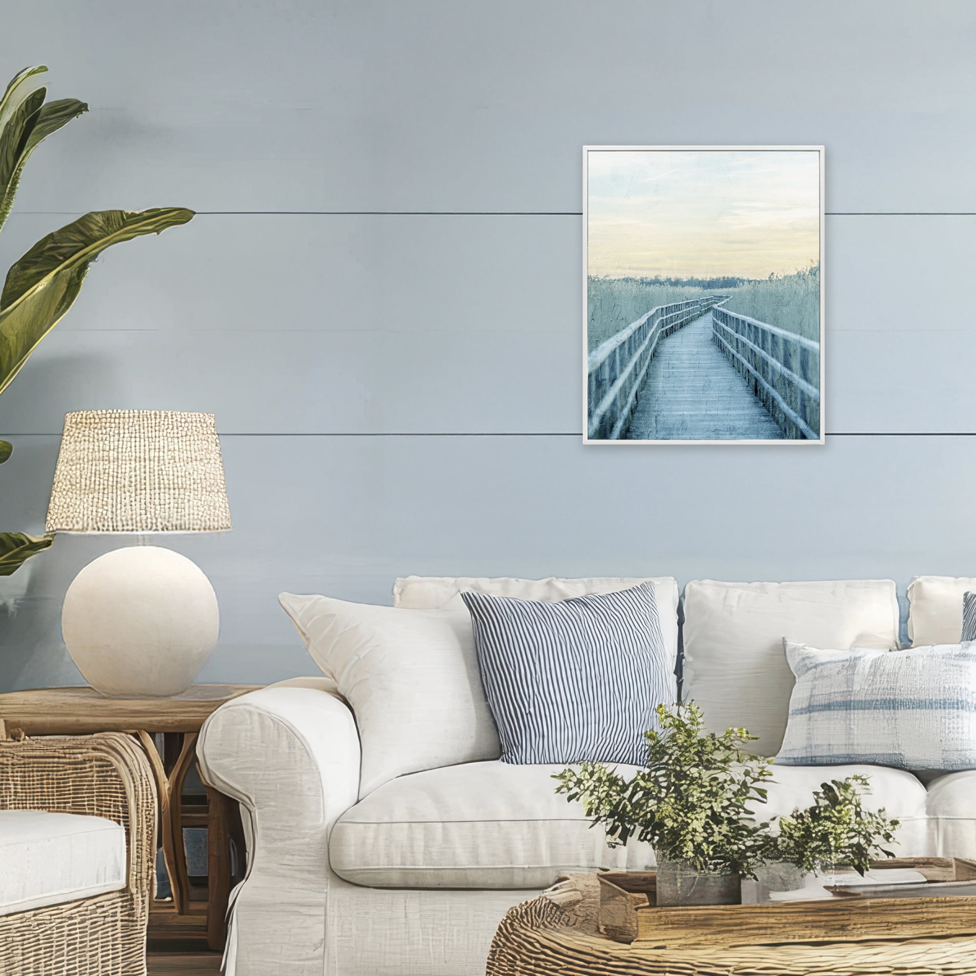 Stupell Industries Wooden Pier Boardwalk White Framed Giclee Art, design by Kim Allen