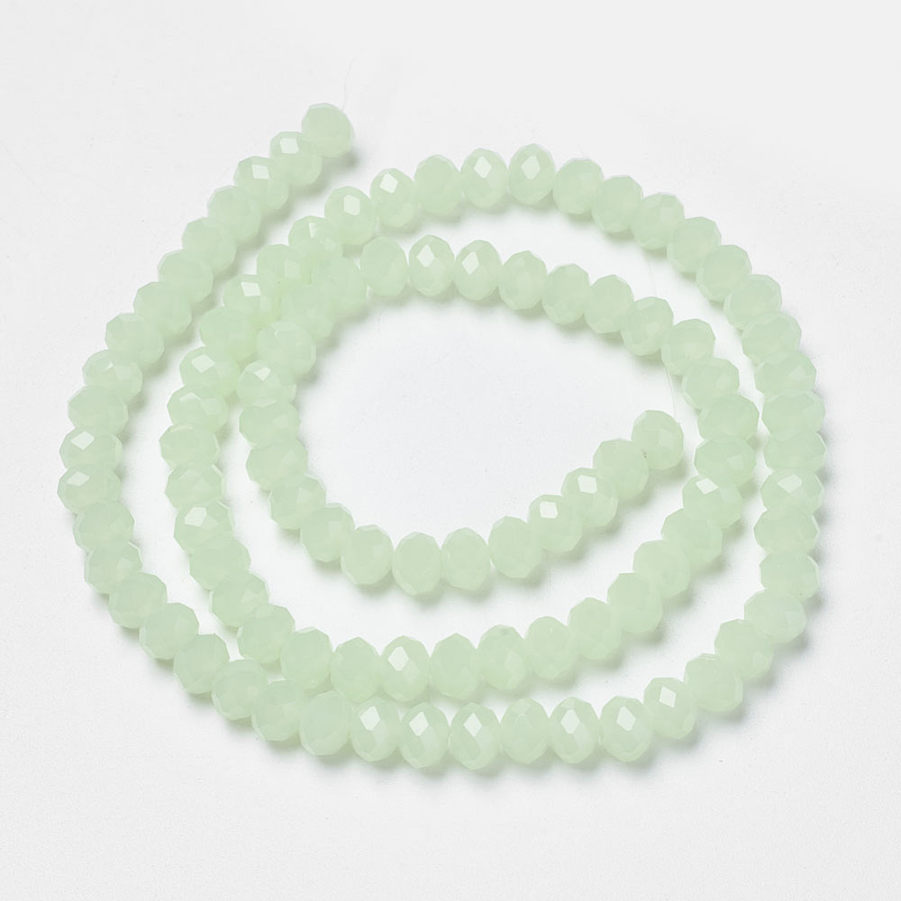 10 strand Glass Beads Strands Imitation Jade Faceted Rondelle Pale Green 10x8mm Hole: 1mm 60~61pcs/strand 46~48cm