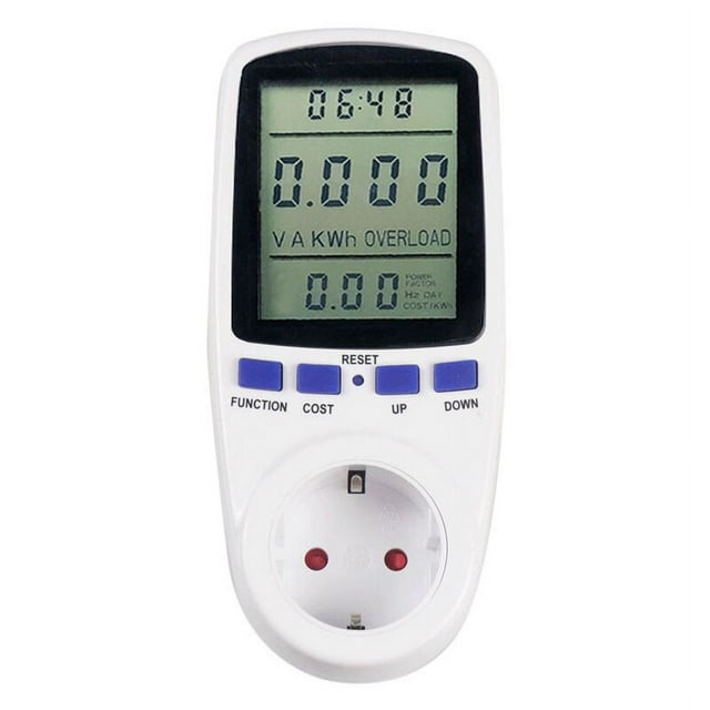 Jinsinto Digital Energy Meter Socket, Energy Consumption with 7 Modes and LCD Display, Power Consumption Socket Energy Monitoring for Large Electrical Appliances 160X41X72mm