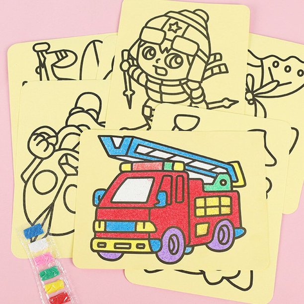 5pcs Children Crafts Colour Sand Art Pictures Drawing Paper Educational Toys Creative DIY Sand Painting Kids Montessori Toys5pcs Medium He Qiyong unisex