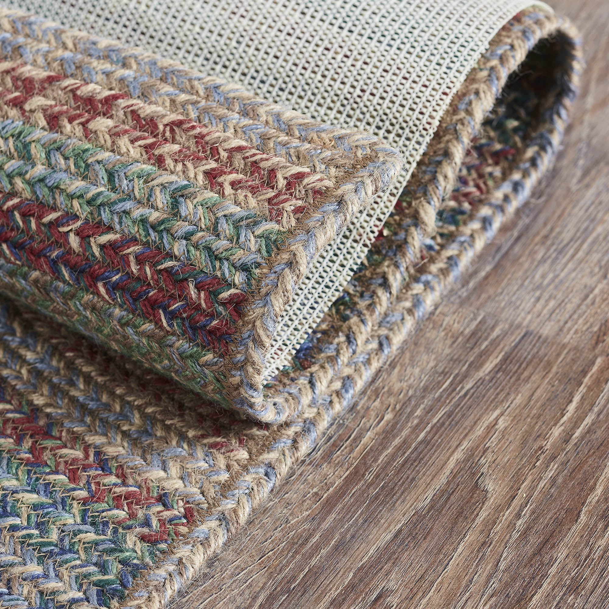 VHC Brands Multi Jute Rug Half Circle w/Pad 19.5x36