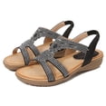 thumbnail image 6 of VBARHMQRT Womens Dress Sandals for Wedding Shoes Boho Style Flip Flops Beaded Rhinestone Buckle Stretch Heel Elastic Strap Sandals Womens Slide Sandals Comfortable Dressy Cute Sandals for Woman Sexy, 6 of 8