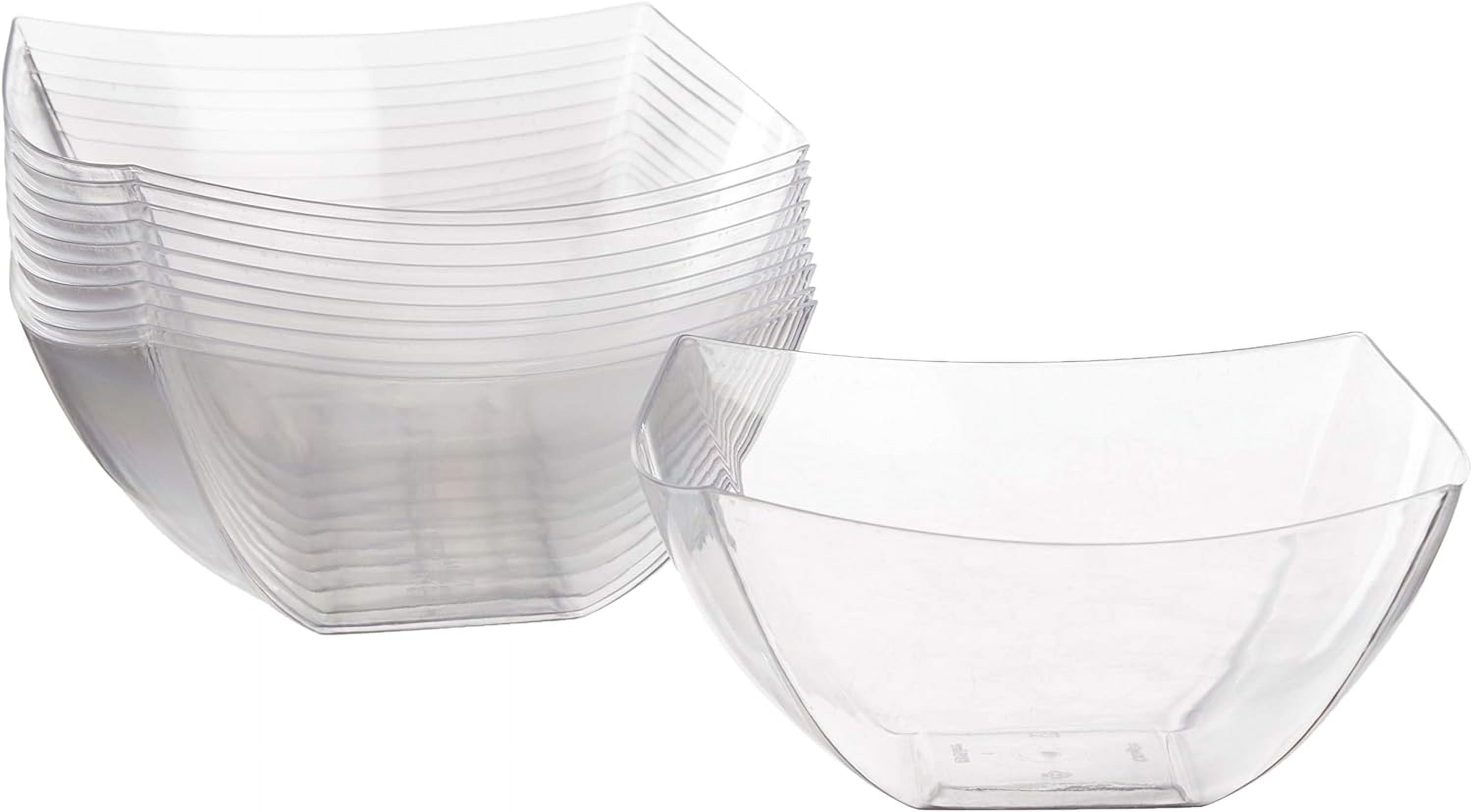 PLASTICPRO Angled Plastic Serving Bowls White Disposable Bowls Party Supplies Medium 4 Pack
