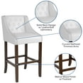 thumbnail image 6 of Flash Furniture 2 Pk. Carmel Series 30" High Transitional Tufted Walnut Barstool with Accent Nail Trim in White LeatherSoft, 6 of 14