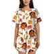 thumbnail image 1 of Balery Thanksgiving Turkey Leaves Conjunto de Pijama para Mujer con Estampado, Dos Piezas de Manga Corta y Shorts, Ropa de Dormir Suave con Cuello Redondo y Bolsillos-3X-Large, 1 of 6