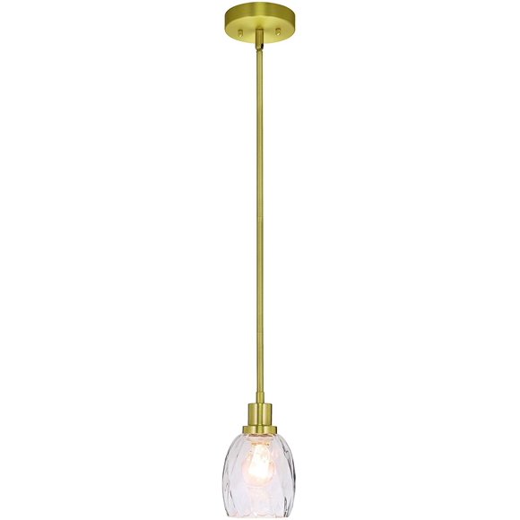 Suspension Moderne 1 Lumière Mini Suspension Luminaire Suspendu avec Verre Clair Plafonnier Suspendu de Cuisine Ajustable en Laiton Satiné XiNBEi-Lighting XB-P1210-SB