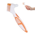 thumbnail image 3 of Denture Denture Toothbrush Dual Head Safe Denture Cleaning Tools for Partial Dentures Half Dentures Complete Dentures Orange, 3 of 7