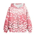 thumbnail image 4 of Girls Pink Heart Print Pullover Hoodie - Oversized Stretch Fit for 4-14Y with Kangaroo Pocket,Size 2-3T, 4 of 6