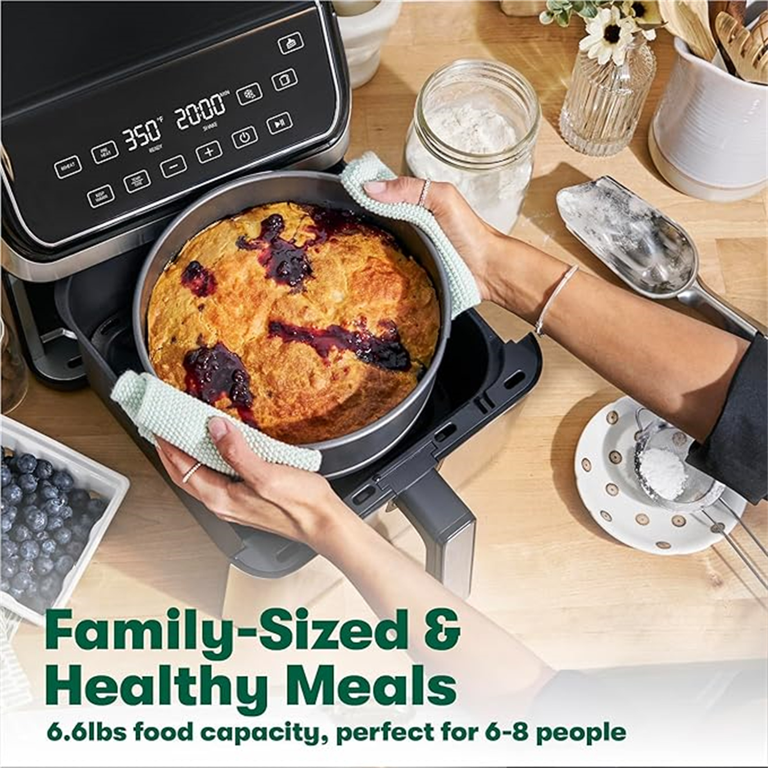 bella 8 Qt Digital Air Fryer with Technology, Large Family Size Nonstick Cooking Basket and Crisping Tray, Multiple Preset Functions, Auto Shutoff, Stainless Steel, 1750 Watt