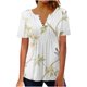 thumbnail image 2 of ICHUANYI Clearance Women Fashion Summer Sexy Fold Printed Regular Women Short Sleeves V Neck Button Top(Green, XXL) ICHUANYI WER2023080800867, 2 of 5