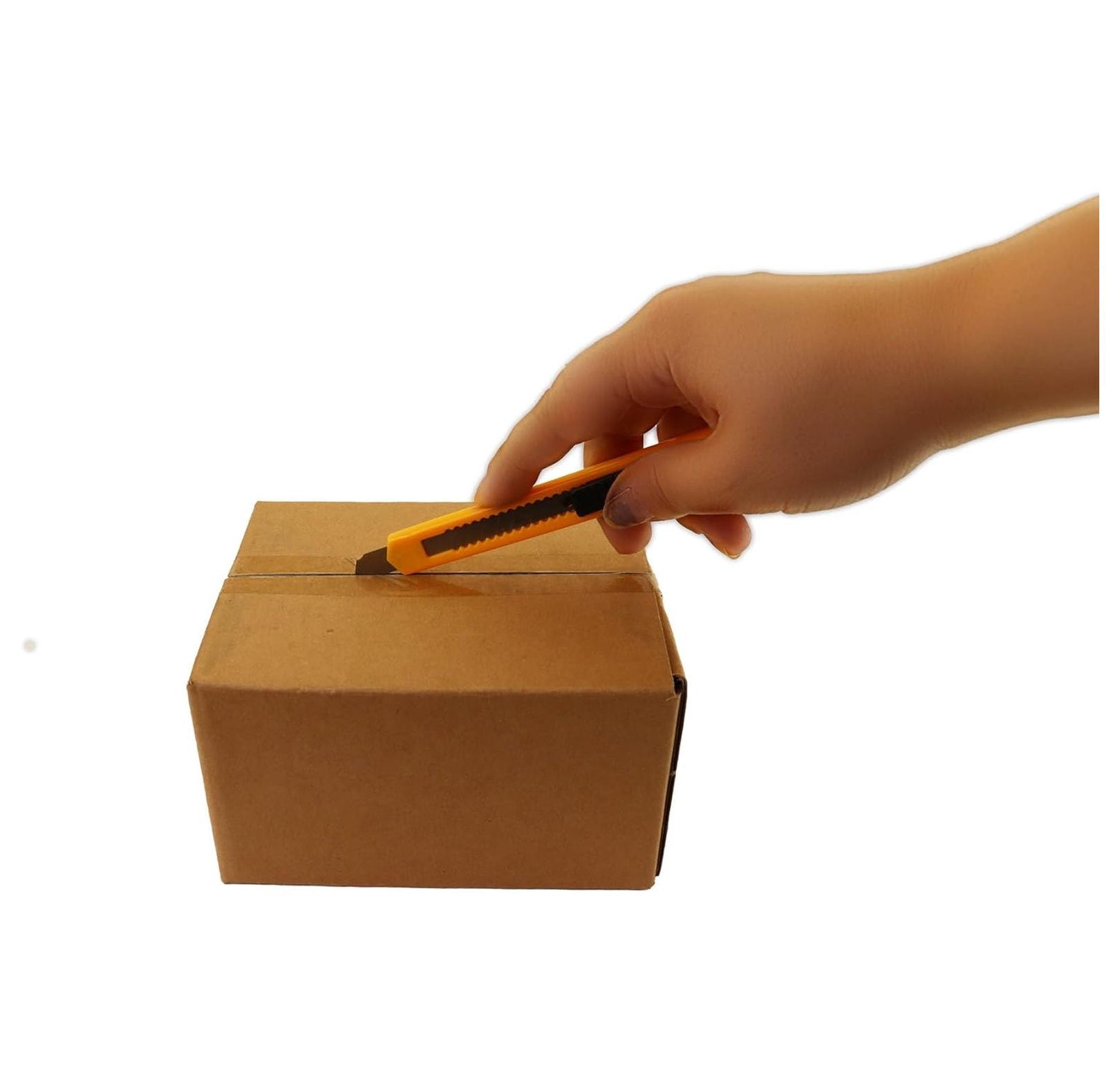 Utility Knife Box Cutters 100 Pack - 9MM Snap Off Blade - 5.25 Inch Yellow Retractable Safety Knife - Heavy Duty Cardboard Opening Knife for Warehouse & Office