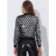 thumbnail image 4 of Chaqueta Bomber con lentejuelas Allegra K para Mujer Color Plata XL, 4 of 5