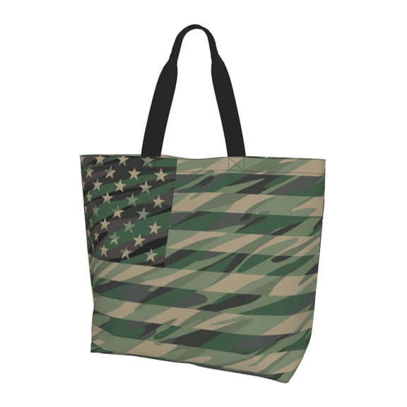 Yiaed Jungle Green Camo USA Flag Print Handbag for Women Tote Purse Shoulder Bag Large Fashion Hobo Purse Handbag Shopping Tote