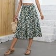 thumbnail image 5 of Huresd Skirts for Women Knee Length Boho Floral Skirt High Waist Flowy Skirt A-Line Midi Skirt With Pockets Army Green XL, 5 of 8
