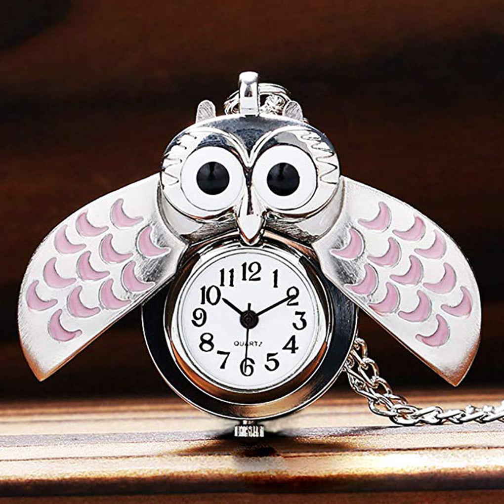 Animal Locket Pocket Watch Clock Pendant Necklace Men Women Birthday  Anniversary Gift Quartz Pocket Watch,Color 4