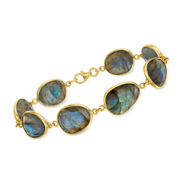 Ross-Simons Labradorite Station Bracelet in 18kt Gold Over Sterling, Women's, Adult