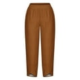 thumbnail image 4 of Mitankcoo Loose Capri Pants for Women - Plus Size Elastic High Waist Pants Casual Wide Leg Lounge Pants Brown Pants Size M, 4 of 4
