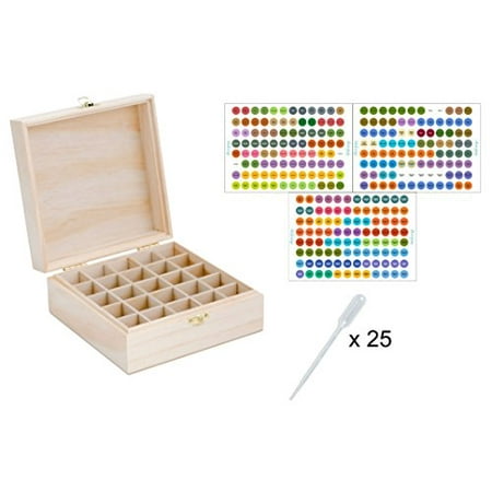 Essential Oils Cane (Wooden Essential Oil Box w/ Essential Oil Labels - Holds 25 (5-15 ml) Essential Oil Bottles - Perfect Essential Oils Case for Traveling and)