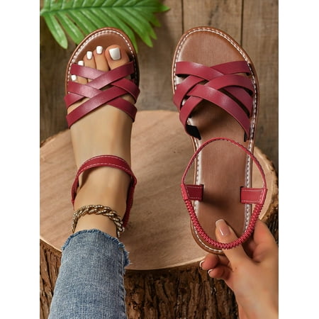 

New Spring And Summer Flat-Bottomed Buckle Strap Leopard Women‘s Slippers For Plus Size