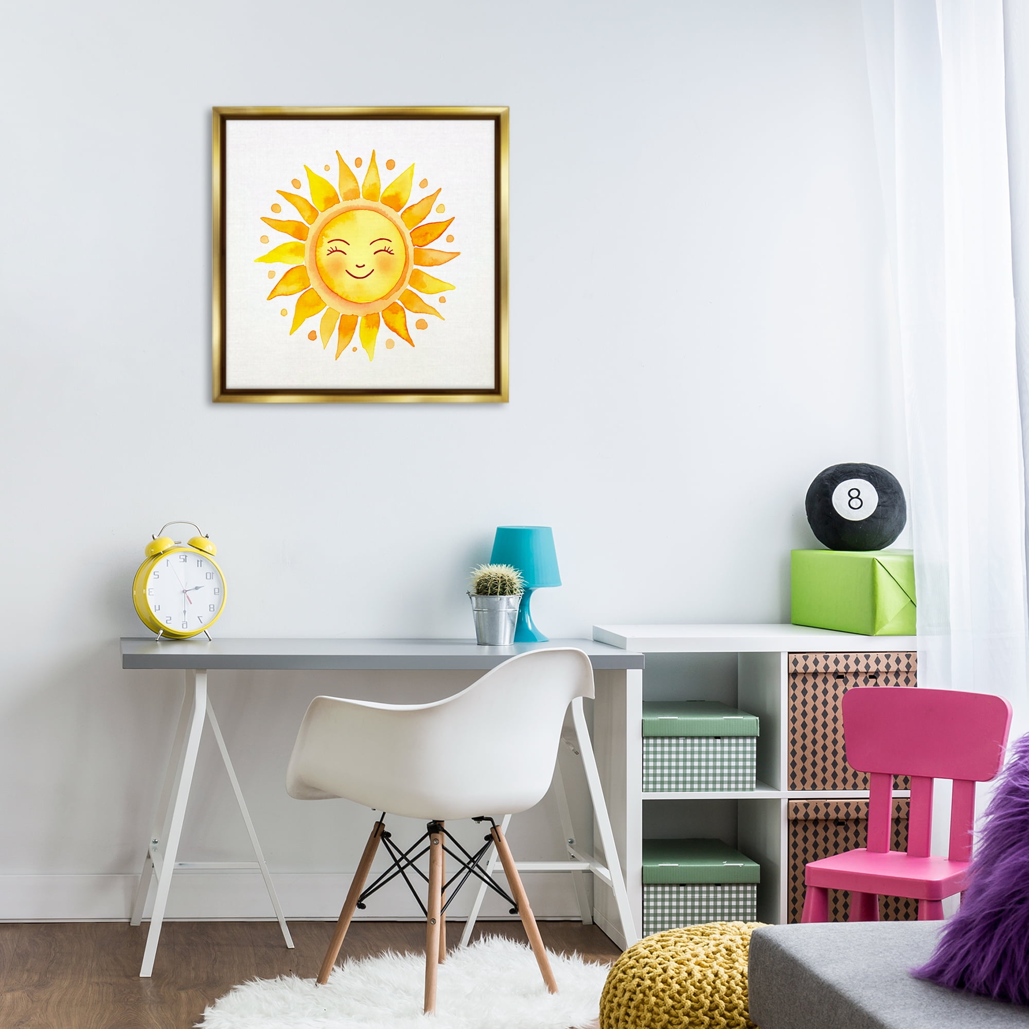 Stupell Industries Happy Sun Boho Rays Landscape & Nature Painting Gold Floater Framed Canvas Art Print Wall Art, 25 x 25