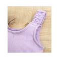 thumbnail image 6 of aturustex Toddler Kids Girl Jumpsuit Sets Ribbed Wide Strap Sleeveless Short Playsuit and Solid Color Waist Bag Summer Suits, 6 of 9