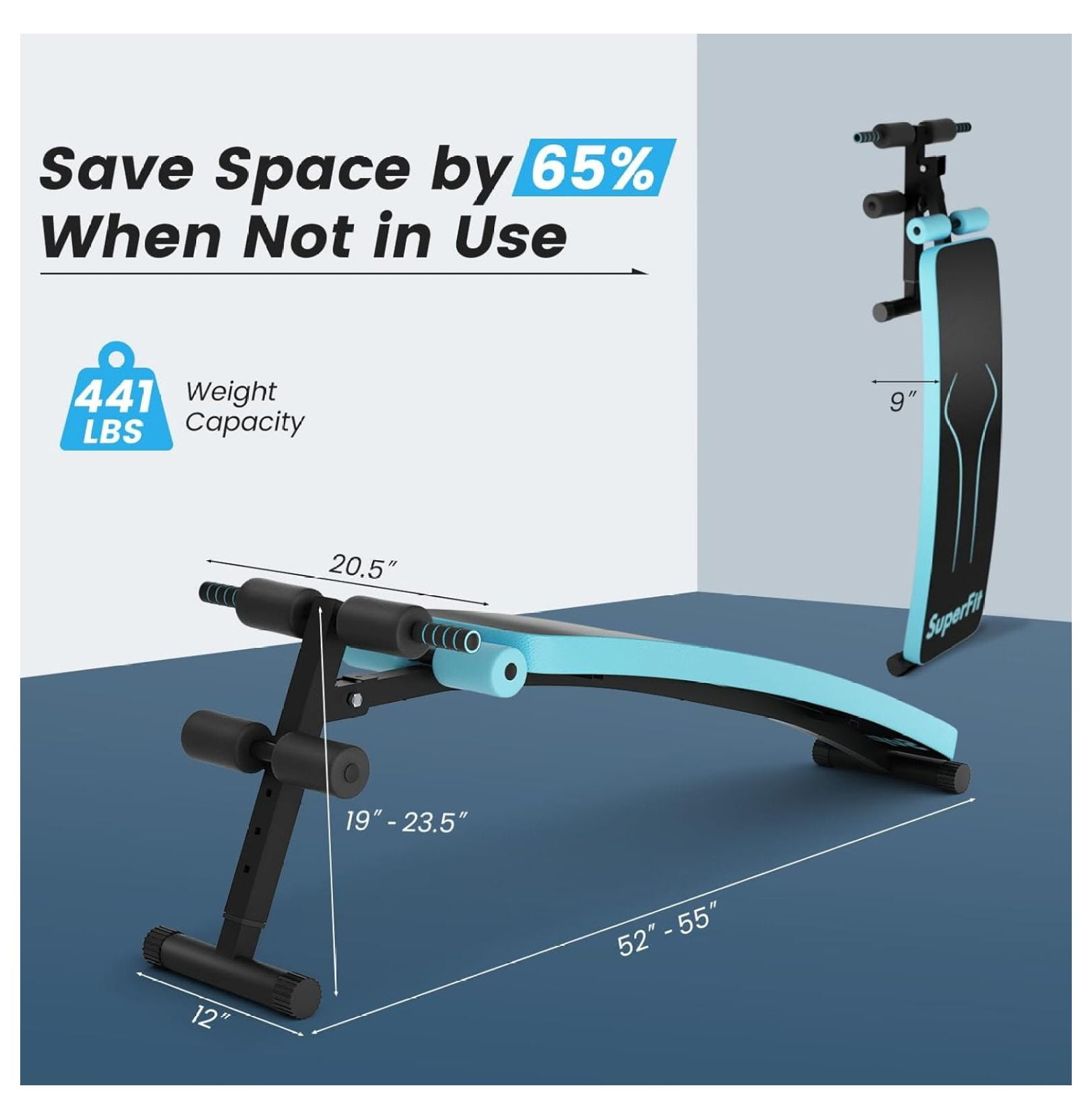 Folding Sit Up Bench Adjustable Decline Ab Workout Board, Incline Strength Training Equipment for Home Gym, 4 Height Levels