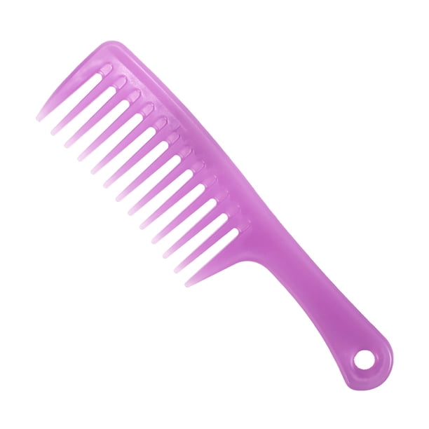 Peine ancho de dientes grandes con mango recto en colores vivos para rizos y peinar el cabello, cepillo de belleza.