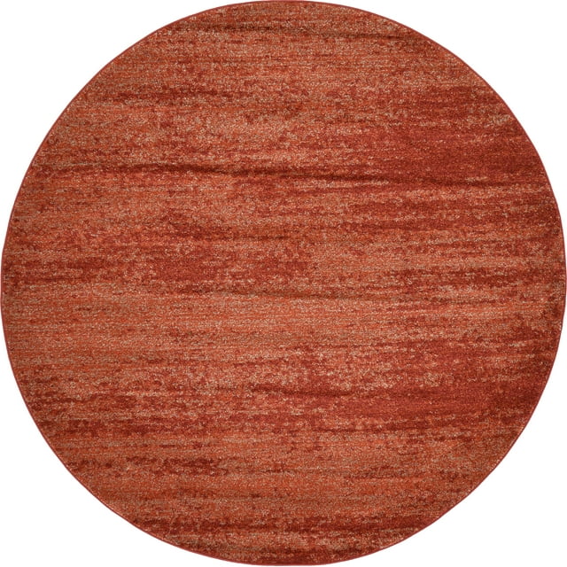 Unique Loom Del Mar Collection Contemporary Transitional Round Rug, 6 Feet, Terracotta/Red