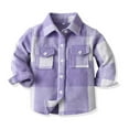 thumbnail image 2 of Hpapadks Girls Tops Kids Long Sleeve Lapel Button Down Plaid Shirt Coat Tops with Pockets Boys Shirts Purple 3 Years-4 Years, 2 of 4