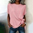 thumbnail image 4 of Annhoo Striped Blouses for Women Crew Neck Side Tie Knot Short Sleeve Top Loose Lightweight Comfy Beach Shirts, 4 of 7