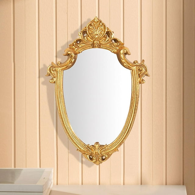 Espejos de baño Espejo de pared decorativo Resina Espejo adornado Decoración de pared Espejo colgante de estilo vintage para dormitorio Adorno S BLESIY espejo decorativo
