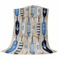 thumbnail image 6 of Blue Nautical Blanket Soft Cozy Warm Throw Blanket for Couch, Plush Fuzzy Flannel Fleece Blankets for Sofa, Vintage Beach Summer Sailing Coastal Bed Blankets Lightweight Gifts for Women, 50"x60", 6 of 9