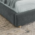 thumbnail image 4 of Harper & Bright Designs King Size Upholstered Floor Bed with Storage Drawers and Tall Curved Headboard , Modern Minimalist Platform Bed Frame with Sturdy Leg Support for Bedroom, Dark Gray, 4 of 5