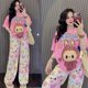 thumbnail image 2 of Conjunto de pijamas de manga corta con estampado de dibujos animados para mujer, bonito conjunto de moda de Labubu, pantalones anchos colgantes, regalo para niña, novedad de verano de 2024, 2 of 5