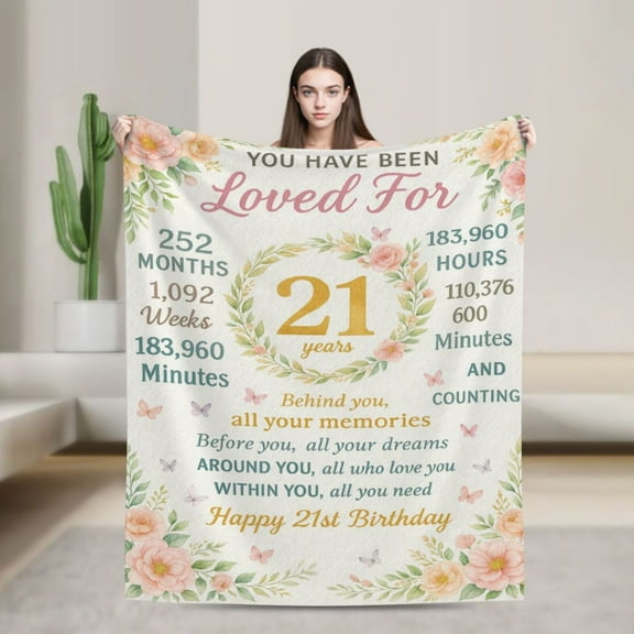 21rd Birthday Gifts for Women, 21 Old Birthday Gifts for Her, Gifts for 21 Old Female, Happy21rd Birthday Decorations for Women, Best 21rd Birthday Gift Ideas Throw Blanket 50x40