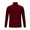 thumbnail image 4 of Burgundy Wine Mens Thick Crochet Warm Cable Knit Basic for Man Long Sleeve Turtleneck Sweater Brunch Fall Winter 2025 Clothes Regular Fit Country Concert Y2K M, 4 of 7