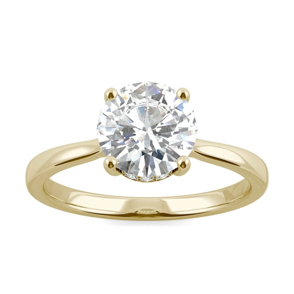 Charles & Colvard 14K Yellow Gold Moissanite 7.5mm Round Engagement Ring-Size 6 1.58cttw DEW