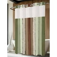 thumbnail image 4 of Sage Green No Hook Shower Curtain Waterproof,Bathroom Curtains with Snap in Liners and See Through Top Window,Farmhouse Wood Grain Vintage Brown Striped Hotel Style Bathtub Curtains Shower 48"Wx72"L, 4 of 8