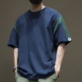 thumbnail image 2 of Camisetas para hombre Camiseta de gran tamaño para hombre Camiseta azul con empalme superior Sin logotipo Holgada Básica Fresca Casual 5xl Elegante Caliente Original Verano, 2 of 4