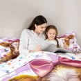 thumbnail image 5 of jejeloiu Rustic Highland Cow 7-Piece Bedding Comforter Set For Kids,Purple Check Colorful Flower Butterfly Print King Bedding Sets For Girls,Reversible, 5 of 7